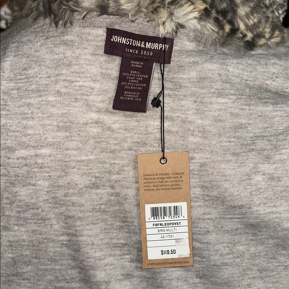 Johnston & Murphy Leopard Print Faux Fur Vest - Picture 9 of 9